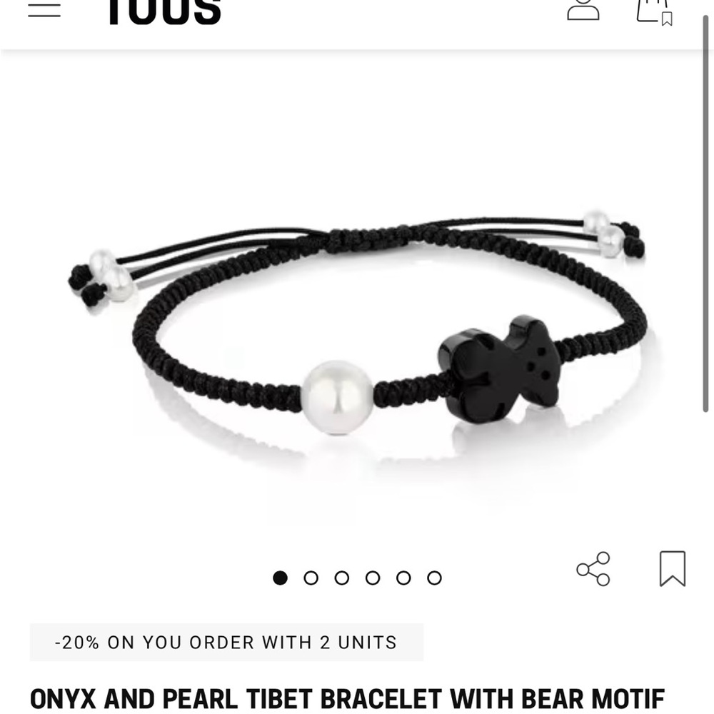 Tous Black and White Bracelet with Bear Charm-NEW
